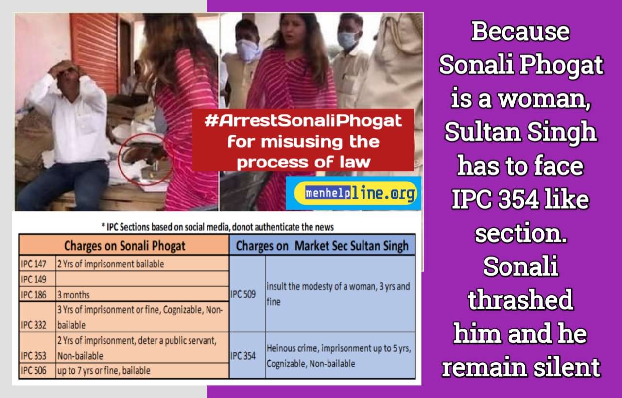 Men helpline condemned Sonali Phogat for Thrashing Hisar Market Secretary with slipper